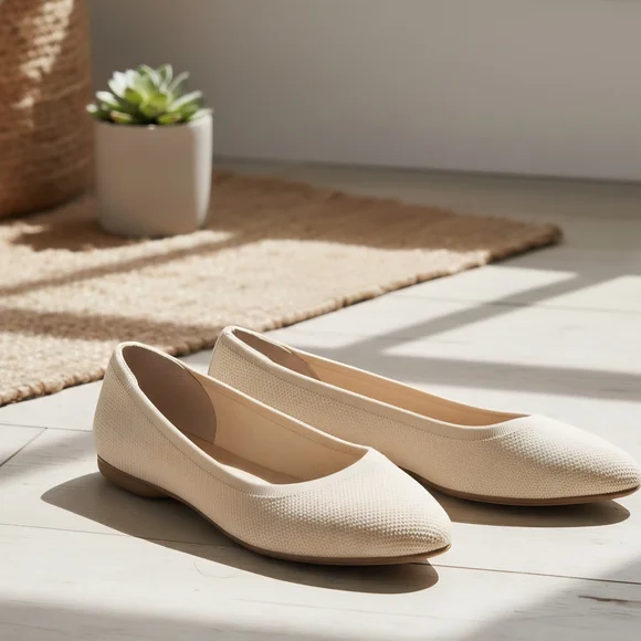 Style & Co Women's Tallyy Flats Cream Breathable, Flexible Knit Flats Size 8 - Picture 2 of 10